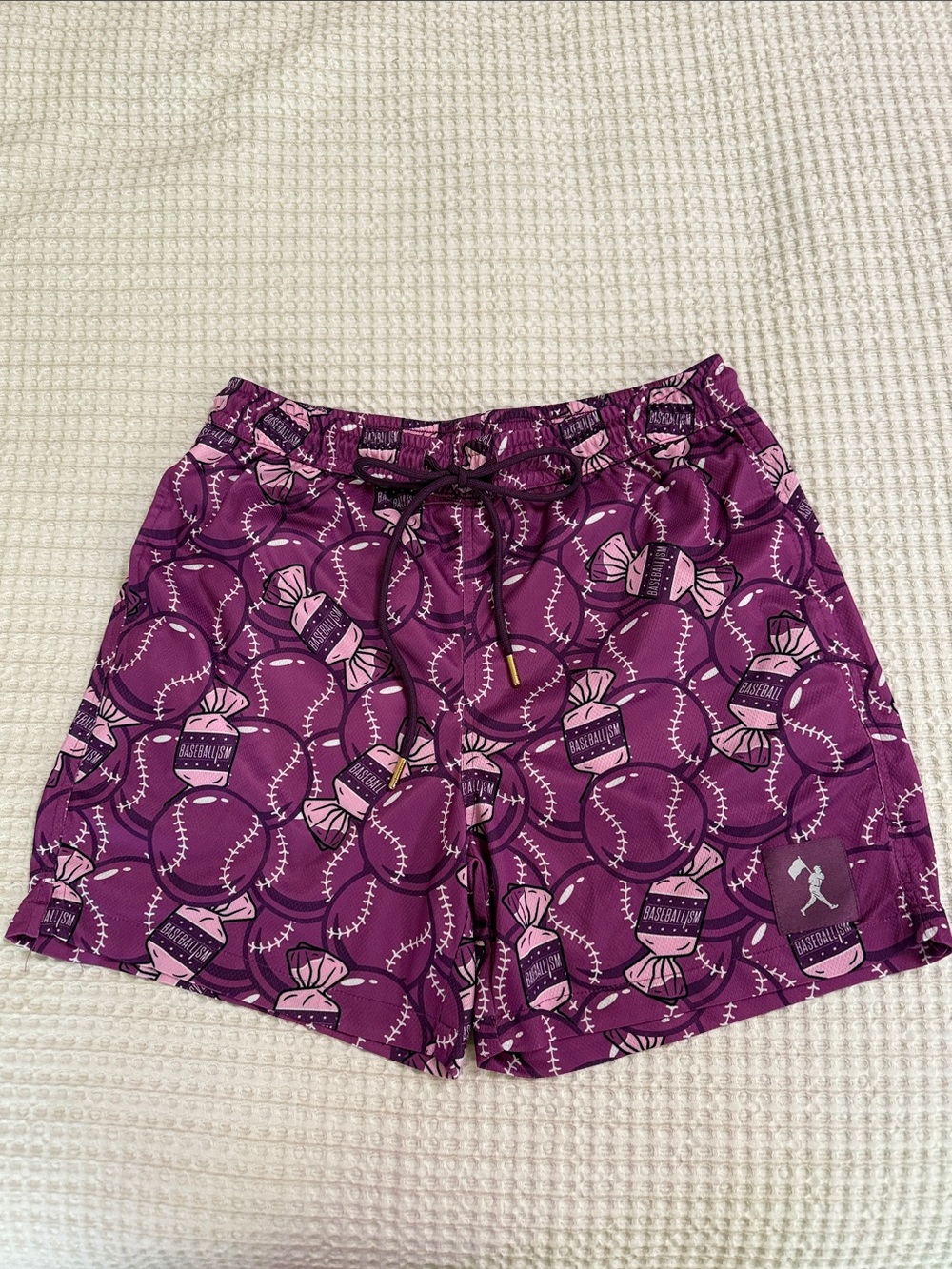 Men's Baseballism Doubles and Bubbles Athletic Shorts with Drawstring